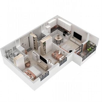 Купить двухкомнатную квартиру, 58.2 м², этаж 20 из 21. Фото 1
