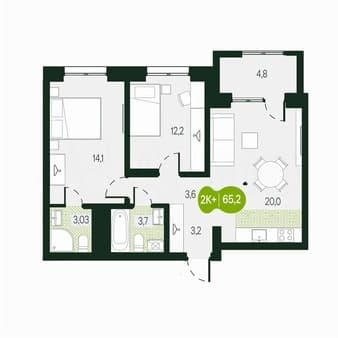 Купить трехкомнатную квартиру, 65.1 м², этаж 2 из 17. Фото 1