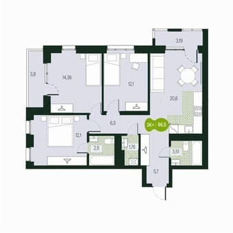 Продаю четырехкомнатную квартиру, 86.5 м², этаж 10 из 17. Фото 1