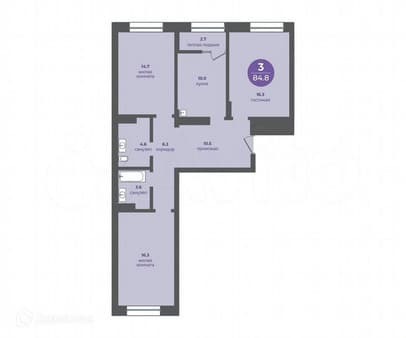 Продам трехкомнатную квартиру, 84.8 м², этаж 9 из 24. Фото 1