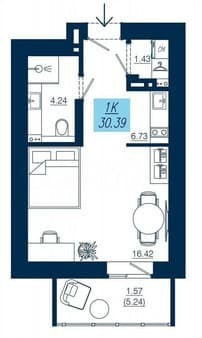 Продать студию, 30.4 м², этаж 8 из 19. Фото 1