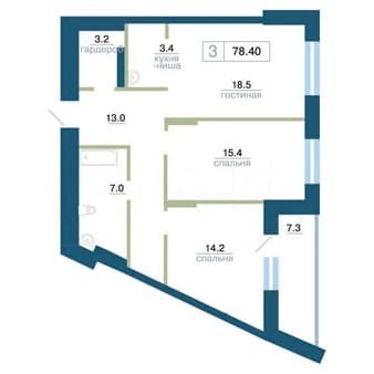Продается двухкомнатная квартира, 78.4 м², этаж 20 из 24. Фото 1