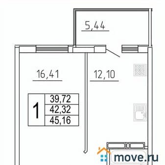 Объявление о продаже однокомнатной квартиры, 44.72 м², этаж 13 из 27. Фото 1