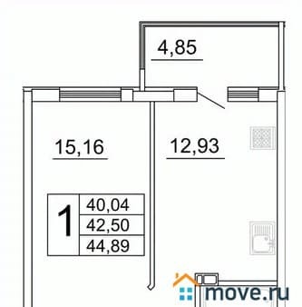 Продаем однокомнатную квартиру, 45.3 м², этаж 16 из 27. Фото 1