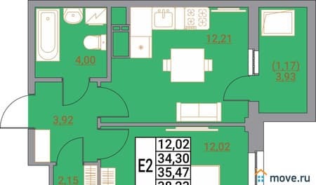 Продать однокомнатную квартиру, 38.23 м², этаж 17 из 21. Фото 1