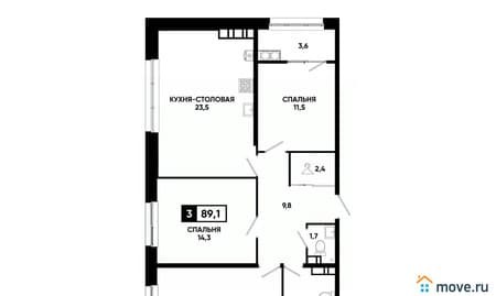 Продаем двухкомнатную квартиру, 89.1 м², этаж 19 из 24. Фото 1
