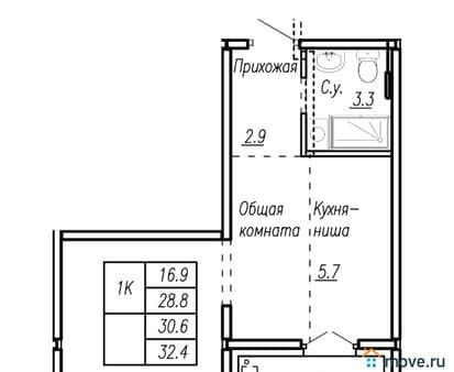 Продам однокомнатную квартиру, 30.6 м², этаж 12 из 22. Фото 1