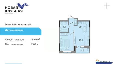 Продаю двухкомнатную квартиру, 40 м², этаж 15 из 17. Фото 1