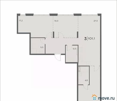 Продам трехкомнатную квартиру, 101.1 м², этаж 15 из 21. Фото 1