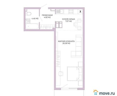 Продается однокомнатная квартира, 44.43 м², этаж 11 из 17. Фото 1