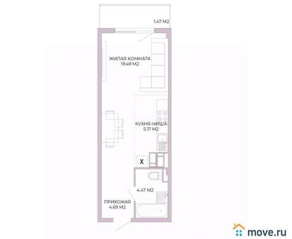 Продаю однокомнатную квартиру, 35.29 м², этаж 6 из 17. Фото 1
