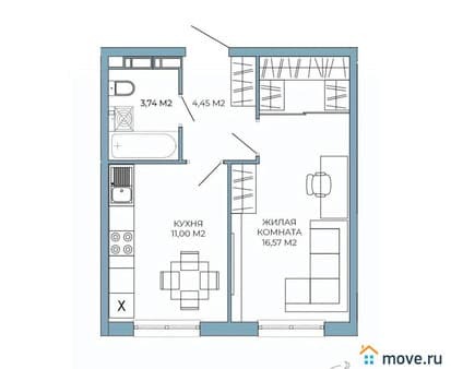 Объявление о продаже однокомнатной квартиры, 35.76 м², этаж 5 из 18. Фото 1