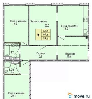 Продать трехкомнатную квартиру, 99.6 м², этаж 6 из 18. Фото 1