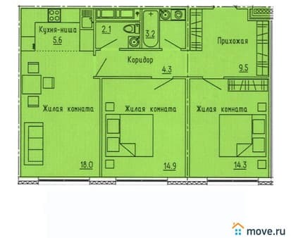Продаю трехкомнатную квартиру, 71.9 м², этаж 11 из 18. Фото 1