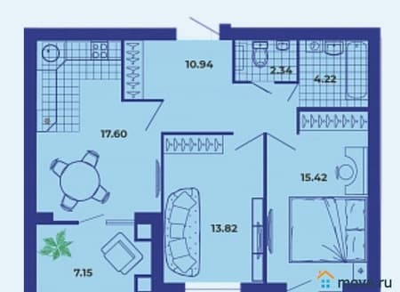 Продаем двухкомнатную квартиру, 71.49 м², этаж 9 из 9. Фото 1