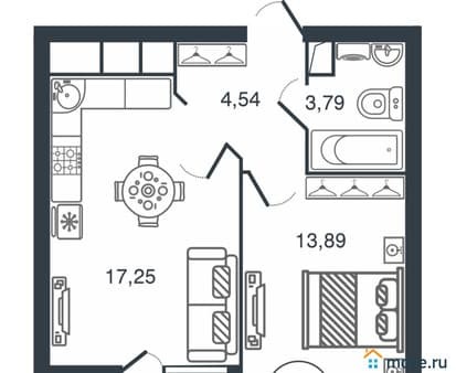 Продажа однокомнатной квартиры, 43.19 м², этаж 8 из 16. Фото 1