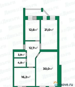 Продам трехкомнатную квартиру, 100 м², этаж 2 из 9. Фото 1