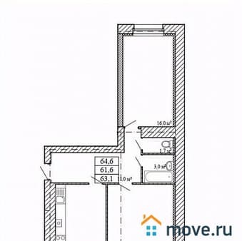 Продам двухкомнатную квартиру, 64.6 м², этаж 4 из 9. Фото 1
