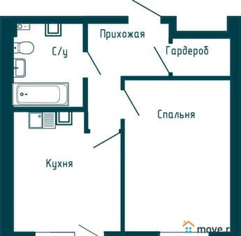 Продается однокомнатная квартира, 43.3 м², этаж 6 из 16. Фото 1