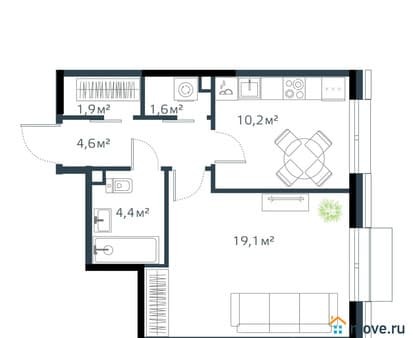 Продается однокомнатная квартира, 41.8 м², этаж 6 из 17. Фото 1