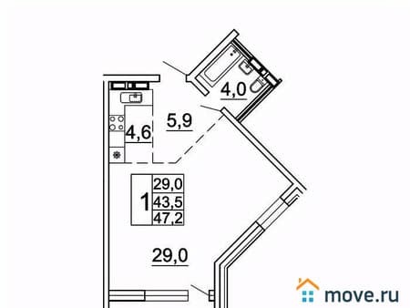 Продать однокомнатную квартиру, 47.2 м², этаж 16 из 27. Фото 1