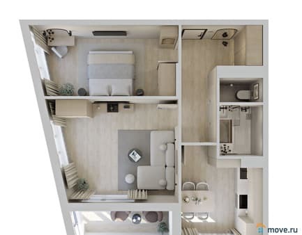 Продажа двухкомнатной квартиры, 52.37 м², этаж 9 из 16. Фото 1