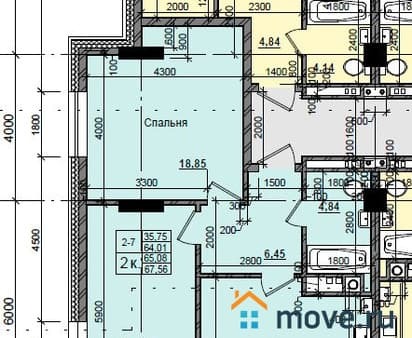 Продать двухкомнатную квартиру, 65.08 м², этаж 6 из 16. Фото 1