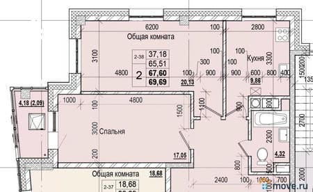 Объявление о продаже двухкомнатной квартиры, 67.6 м², этаж 6 из 16. Фото 1