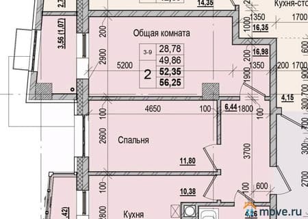 Продать двухкомнатную квартиру, 52.35 м², этаж 2 из 16. Фото 2