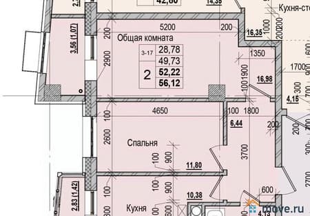 Продается двухкомнатная квартира, 52.22 м², этаж 3 из 16. Фото 2