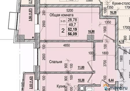 Купить двухкомнатную квартиру, 52.19 м², этаж 4 из 16. Фото 1