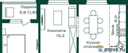 2-комн. квартира, 58.2 м²
