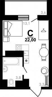 Объявление о продаже студии, 22 м², этаж 18 из 25. Фото 1