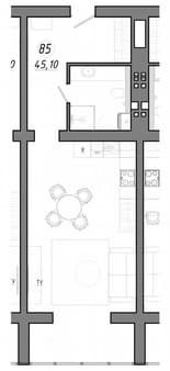 Продаем студию, 45.1 м², этаж 5 из 5. Фото 1