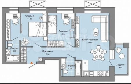 Продажа трехкомнатной квартиры, 66 м², этаж 4 из 4. Фото 1