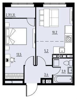 Продается двухкомнатная квартира, 37.5 м², этаж 4 из 4. Фото 2