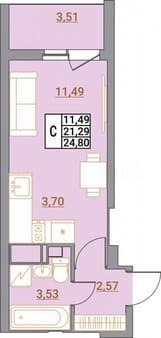 студия, 24.8 м²
