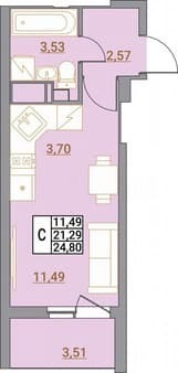 студия, 24.8 м²