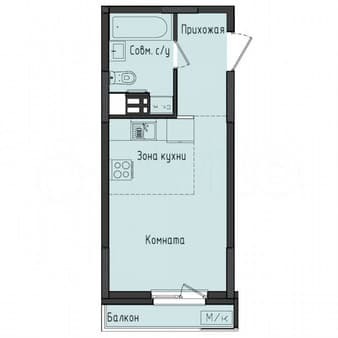 студия, 23.5 м²