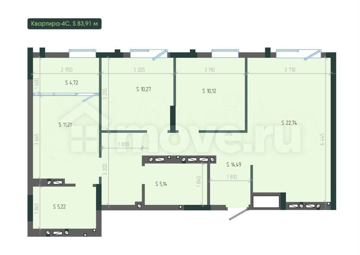 4-комн. квартира, 83.9 м²