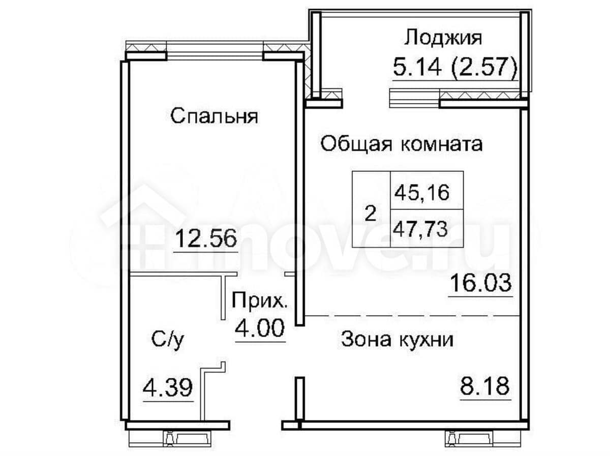 1-комн. квартира, 50 м²