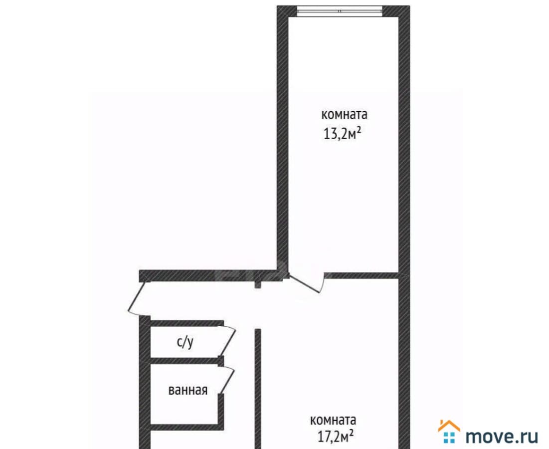 2-комн. квартира, 44.9 м²
