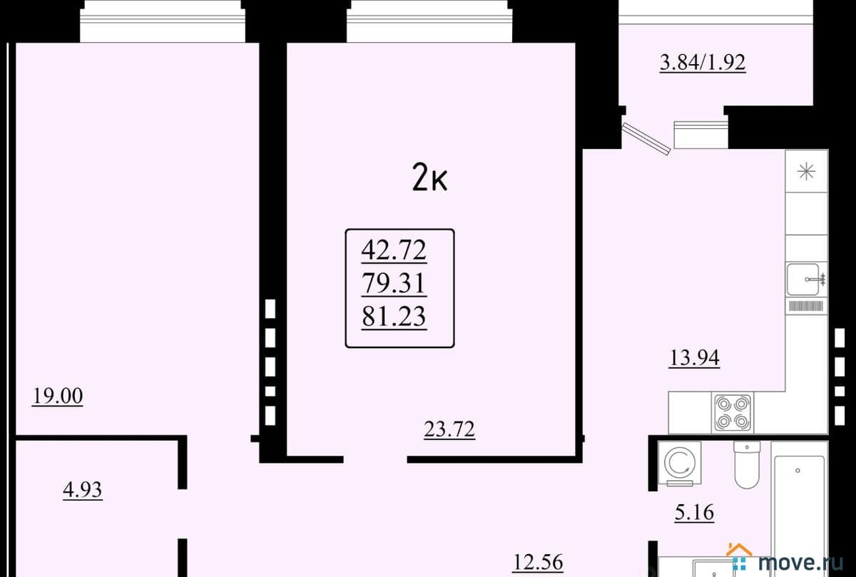 2-комн. квартира, 81.23 м²