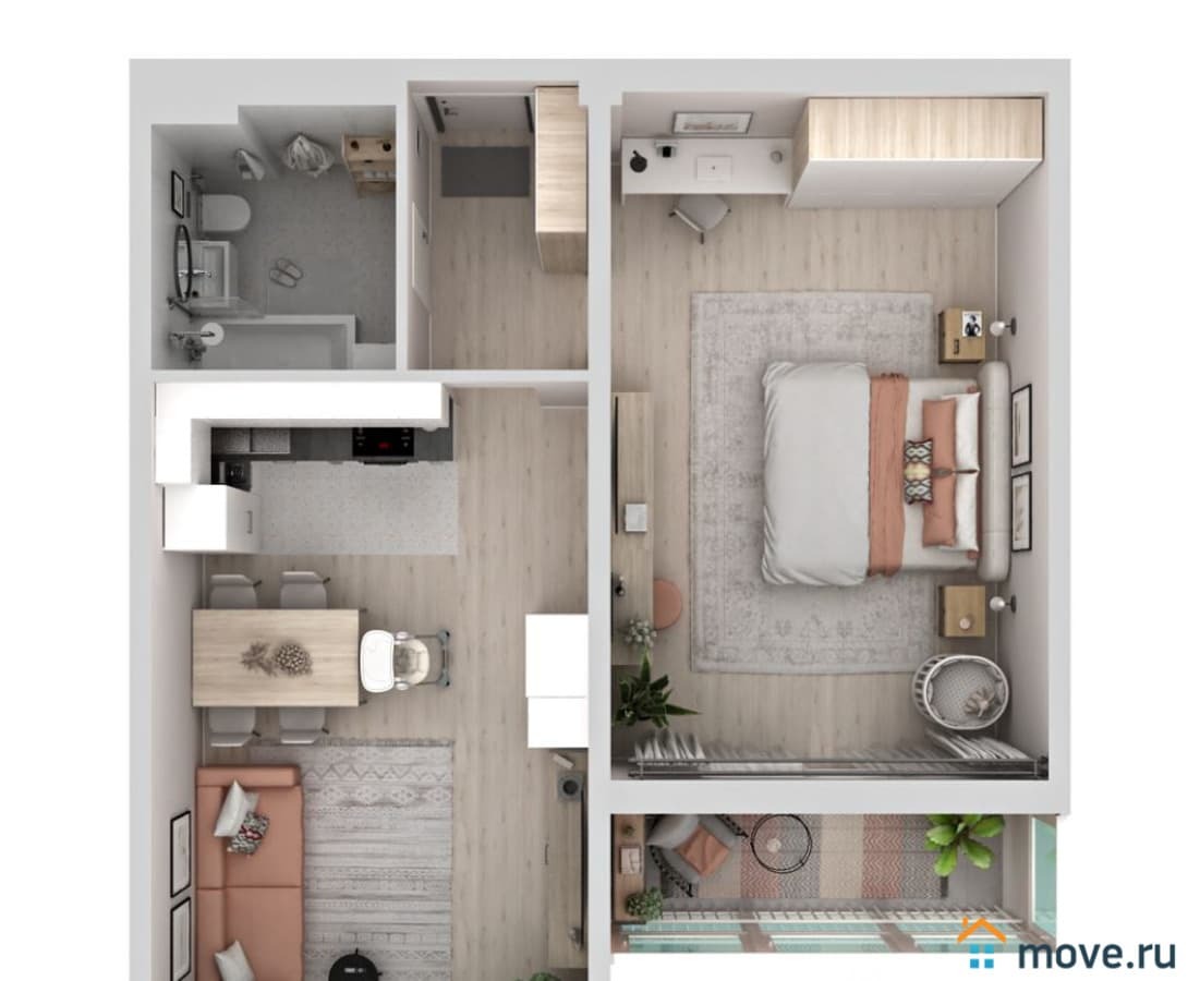 2-комн. квартира, 60.9 м²
