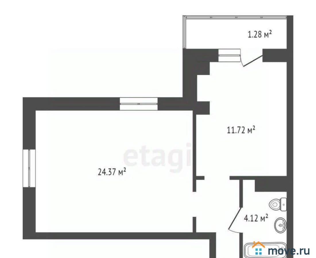 1-комн. квартира, 41.5 м²