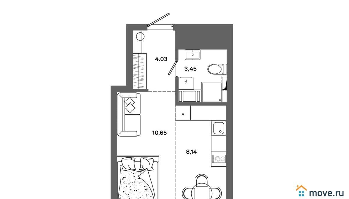 студия, 26.27 м²