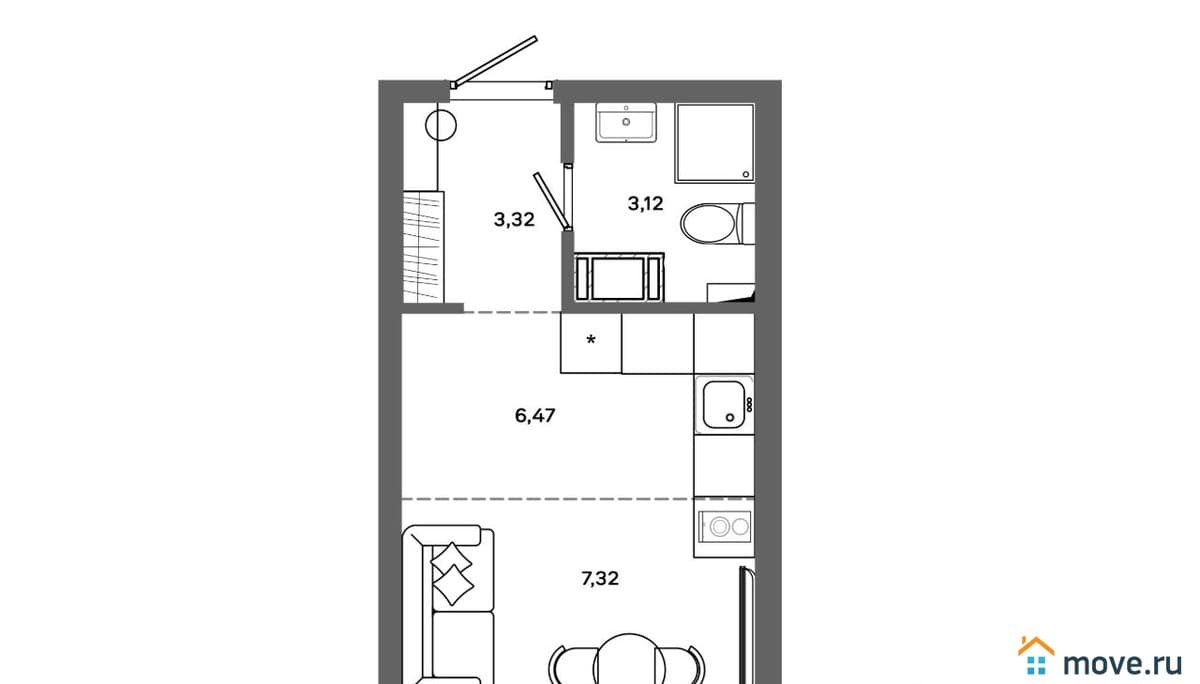 студия, 20.23 м²