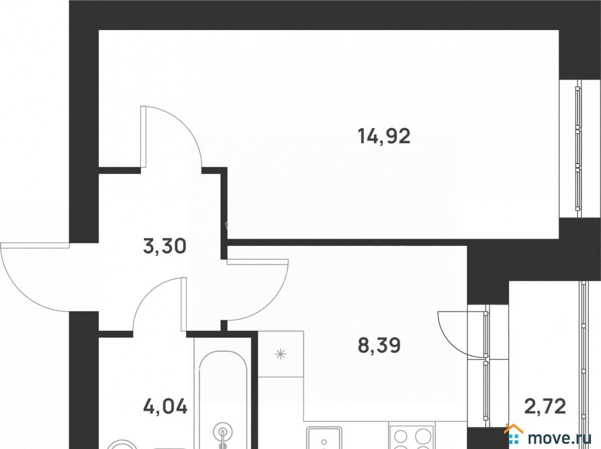 1-комн. квартира, 32.07 м²