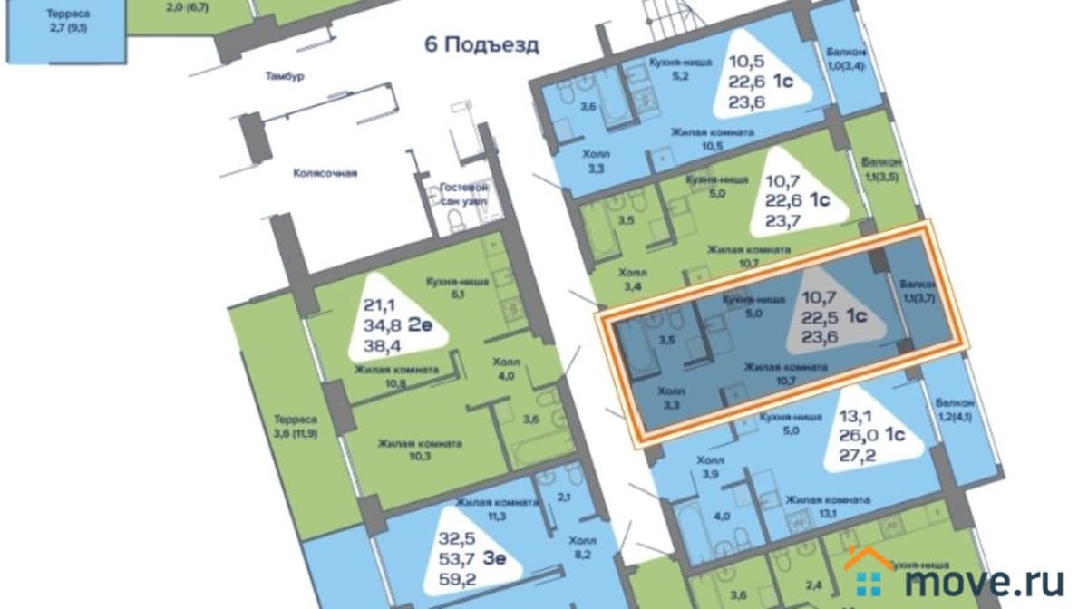 студия, 26.2 м²
