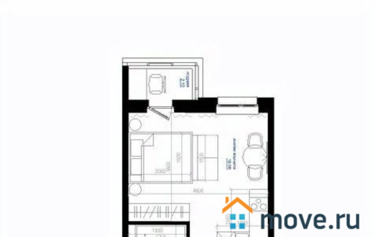 студия, 26.6 м²